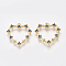 Brass Cubic Zirconia Pendants, Nickel Free, Real 18K Gold Plated, Heart, Marine Blue, 18~19x18~19x2.5mm, Hole: 1mm
