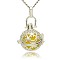 Silver Color Plated Brass Hollow Round Cage Pendants, with No Hole Spray Painted Brass Round Ball Beads, Yellow, 35x25x21mm, Hole: 3x8mm