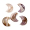 Natural Amethyst Lace Agate Pendants, Horizontal Hole, Moon, 30.5x24~24.5x7.5~8mm, Hole: 1mm