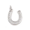 Brass Micro Pave Cubic Zirconia U Shape Charms, with Jump Ring, Cadmium Free & Lead Free, Horse Shoe Charms, Platinum, 15x12x2mm, Hole: 2.8mm