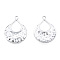 Non-Tarnish 201 Stainless Steel Pendants, Teardrop, Stainless Steel Color, 28x21x2.5mm, Hole: 2.5mm