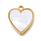 304 Stainless Steel Heart Charms, with Plastic Imitation Shell, Ion Plating(IP), Golden, 14.8x13x1.3mm, Hole: 1.6mm