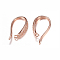 Brass Micro Pave Cubic Zirconia Earring Hooks, with Horizontal Loop, Rose Gold, 15x9x3mm, 9 Gauge, Hole: 0.5mm