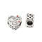 Mother's Day Rack Plating Alloy Enamel European Beads, Cadmium Free & Nickel Free & Lead Free, Large Hole Beads, Heart with Word Love Mom, Antique Silver, 11x12x7mm, Hole: 5mm