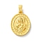 Brass Pendants, Oval with Virgin Mary Charms, Rack Plating, Long-Lasting Plated, Lead Free & Cadmium Free, Real 18K Gold Plated, 23.5x17x3mm, Hole: 6x3.5mm