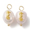 Natural Freshwater Pearl Pendants, Oval Charms with Alloy Sea Horse Slice, Golden, 23~24.5x9~10x9.5~11mm, Hole: 2.5~3mm