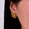 Fashionable Stainless Steel Flower Stud Earrings, Real 18K Gold Plated, 18x18mm