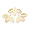 Rack Plating Brass Pendants, Leaf, Golden, 23x31x1mm, Hole: 1.2mm