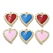 Brass Micro Pave Clear Cubic Zirconia Pendants, with Enamel, Real 18K Gold Plated, Heart Charms, Mixed Color, 20.5x18x3mm, Hole: 1.6mm