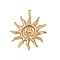 304 Stainless Steel Pendants, Ion Plating(IP), Sun Charm, Real 18K Gold Plated, 39.5x33x3mm, Hole: 2mm
