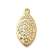304 Stainless Steel Pendants, with Rhinestone, Ion Plating(IP), Eye, Real 18K Gold Plated, 26x13.5x2.5mm, Hole: 1.5mm