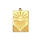 Stainless Steel Pendants, Real 18K Gold Plated, Rectangle with Sun, 21x13mm