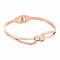 Crystal Rhinestone Wave Bangle with Roman Numeral, Stainless Steel Hinged Bangle with Polymer Clay for Women, Rose Gold, Inner Diameter: 1-7/8x2-1/4 inch(4.7x5.7cm) 