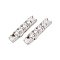 925 Sterling Silver Micro Pave Clear Cubic Zirconia Bayonet Clasps, Rectangle, Flat Hole, Real Platinum Plated, 20.5x5x4.5mm