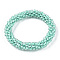 Crochet Glass Beads Braided Stretch Bracelet, Nepel Boho Style Bracelet, Aquamarine, Inner Diameter: 1-3/4 inch(4.5cm)