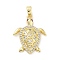 Brass Micro Pave Cubic Zirconia Pendants, Cadmium Free & Nickel Free & Lead Free, Turtle Charms, Real 18K Gold Plated, 23.5x18.5x4mm, Hole: 4.5x2.5mm