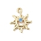 Brass Micro Pave Cubic Zirconia Charms, Cadmium Free & Nickel Free & Lead Free, Sun, Real 14K Gold Plated, 15x12.5x2.5mm, Hole: 1.4mm