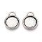 Tibetan Style Alloy Pendant Cabochon Settings, Cadmium Free & Lead Free, Flat Round, Antique Silver, Tray: 13.5mm, 21.5x16.5x2mm, Hole: 3.5x5.5mm