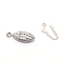 316 Surgical Stainless Steel Box Clasps, Horse Eye, Stainless Steel Color, 21.5x7x4mm, Hole: 1.2mm