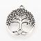 Tibetan Style Alloy Pendants, Flat Round with Tree, Cadmium Free & Lead Free, Antique Silver, 26x23x2.5mm, Hole: 2mm