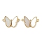 Brass Micro Pave Clear Cubic Zirconia Pave Natural Shell Butterfly Connector Charms, Cadmium Free & Nickel Free & Lead Free, Real 18K Gold Plated, 13x19.5x3mm, Hole: 1.4mm
