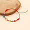 Brass & Glass Seed Beads & Lampwork Beads Braided Bead Bracelets for Women, Flat Round & Heart, with Rhinestone, Mixed Color, Inner Diameter: 11 inch(28cm)