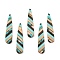 Transparent Resin & Walnut Wood Big Pendants, with Gold Foil, Teardrop Charms, Pale Turquoise, 53.5x11x3mm, Hole: 1.2mm