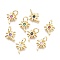 Brass Micro Pave Cubic Zirconia Pendants, with Jump Ring, Coconut Tree, Real 18K Gold Plated, Mixed Color, 10x10x2mm, Jump Rings: 5x0.8mm, Inner Diameter: 3mm