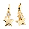 Brass Micro Pave Cubic Zirconia Hoop Earrings, Long-Lasting Plated, Star, Real 18K Gold Plated, Clear, 31mm, Pin: 1x0.8mm