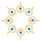 Brass Pendants, with Enamel, Flat Round with Evil Eye, Real 18K Gold Plated, 21x19x4mm, Hole: 3x4mm, 8pcs/box