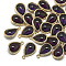 Glass Pendants, with Golden Tone Brass Findings, teardrop, Indigo, 18.5x12.5x7mm, Hole: 1.5mm