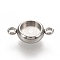 Tarnish Resistant 304 Stainless Steel Links Connectors Settings, Plain Edge Bezel Cups, Flat Round, Stainless Steel Color, Tray: 6mm, 14x8.5x3mm, Hole: 1.8mm