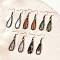 Brass Natural Mixed Stone Teardrop Dangle Earrings, Cadmium Free & Lead Free, Red Copper, 49x11.5mm