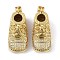 Rack Plating Brass Micro Pave Cubic Zirconia Pendants, Long-Lasting Plated, Lead Free & Cadmium Free, Shoes, Real 18K Gold Plated, 28x13x16mm, Hole: 3.5x3mm