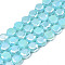 Electroplate Opaque Solid Color Glass Beads Strands, AB Color Plated, Half Plated, Faceted, Octagon, Sky Blue, 7~8x7~8x4mm, Hole: 1.2mm, about 72pcs/strand, 20.47 inch(52cm)