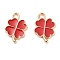 Alloy Enamel Pendants, Light Gold, Clover Charm, Red, 18x13x1.5mm, Hole: 2.3mm