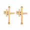 201 Stainless Steel Link Connectors, Textured, Laser Cut, Cross, Golden, 24x14x1mm, Hole: 1.6mm