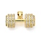 Brass Micro Pave Cubic Zirconia Pendants, Dumbbell, Rack Plating, Long-Lasting Plated, Lead Free & Cadmium Free, Real 18K Gold Plated, 20.5x9.5mm, Hole: 4x3.5mm