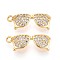Brass Micro Pave Cubic Zirconia Pendants, Glasses, Long-Lasting Plated, Nickel Free, Real 18K Gold Plated, 18.5x6.5x3.5mm, Hole: 1.5mm