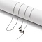 Ion Plating(IP) Adjustable 304 Stainless Steel Cable Chain Necklaces, with Silicone Beads, Stainless Steel Color, 17.40~17.52 inch(44.2~44.5cm)