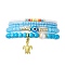 5Pcs 5 Style Evil Eye Lampwork & Synthetic Turquoise & Natural Pearl  Beaded Stretch Bracelets Set, Stackable Bracelets with Alloy Turtle Charms, Dodger Blue, Inner Diameter: 2-1/4 inch(5.8cm), 1Pc/style