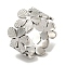 Non-Tarnish 304 Stainless Steel Open Cuff Ring, Flower, Stainless Steel Color, US Size 6 3/4(17.1mm)