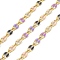 Ion Plating(IP) Brass Dapped Chains, Cable Chains with Enamel, Real 18K Gold Plated, Soldered, with Spool, Flat Oval, Colorful, 8.5x4x1.5mm, about 32.81 Feet(10m)/Roll