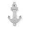 Rack Plating Brass Micro Pave Clear Cubic Zirconia Anchor Connector Charms, Long-Lasting Plated, Lead Free & Cadmium Free, Platinum, 34.5x18x4.5mm, Hole: 1.8mm