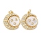 Brass Micro Pave Clear Cubic Zirconia Pendants, Cadmium Free & Lead Free, with Shell and Jump Ring, Real 18K Gold Plated, Moon, 23x20x2.5mm, Hole: 3mm