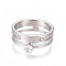 304 Stainless Steel Finger Rings, with Cubic Zirconia, Clear, Stainless Steel Color, Size 6~9, 16~19mm