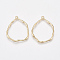 Brass Pendants, Nickel Free, Real 18K Gold Plated, Ring, 36~37x29x1.5mm, Hole: 1.8mm