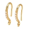 Brass Earring Hooks, Long-Lasting Plated, Nickel Free, with ABS Imitation Pearl, Real 18K Gold Plated, 18.5x10x2mm, Hole: 1.8mm