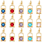 15Pcs 5 Colors Real 18K Gold Plated Brass Micro Pave Cubic Zirconia Charms, with Jump Ring, Long-Lasting Plated, Lock, Mixed Color, 15.5x7x3.5mm, Jump Ring: 5x1mm, 3mm Inner Diameter, 3pcs/color