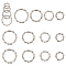 16Pcs 4 Styles Zinc Alloy Spring Gate Rings, Polygon Ring, Platinum, 29~49x6mm, Inner Diameter: 19~38mm, 4pcs/style